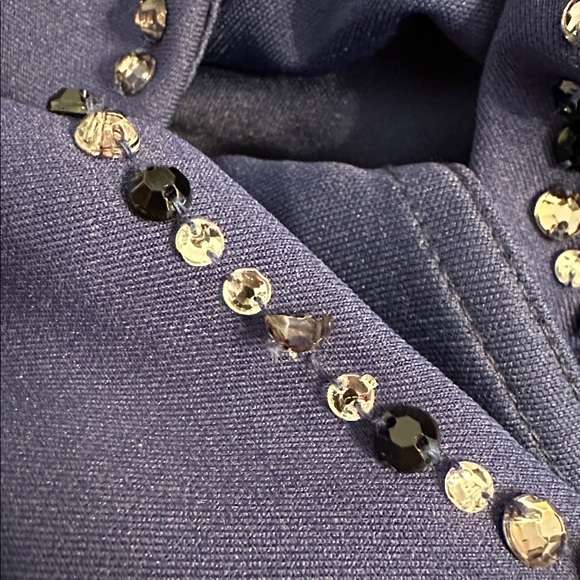 Maggy London Evening Blue Cap Sleeve Rhinestone Neckline Sheath Dress NWT 14 - Picture 12 of 14